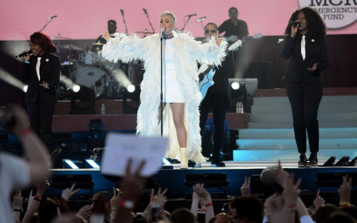 U.S. singer Katy Perry performs during the One Love Manchester benefit concert