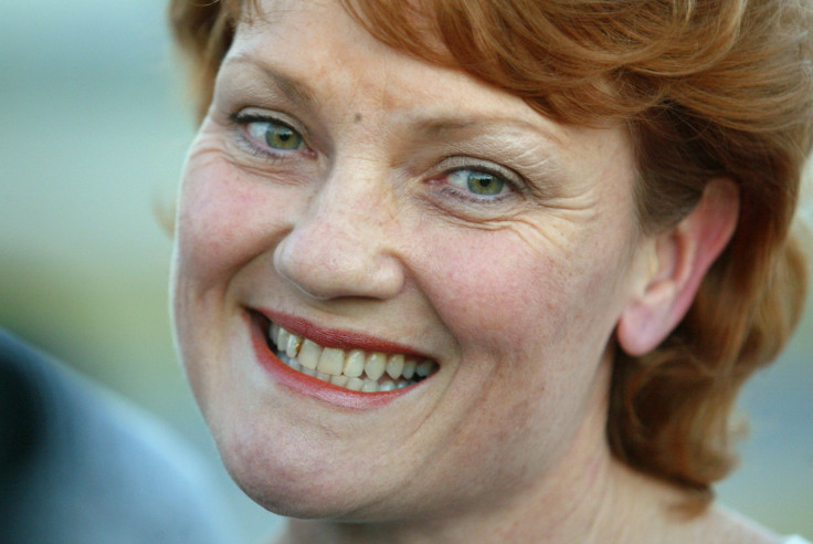 Australia's One Nation founder Pauline Hanson smiles after being released from prison in Brisbane, November 6, 2003.