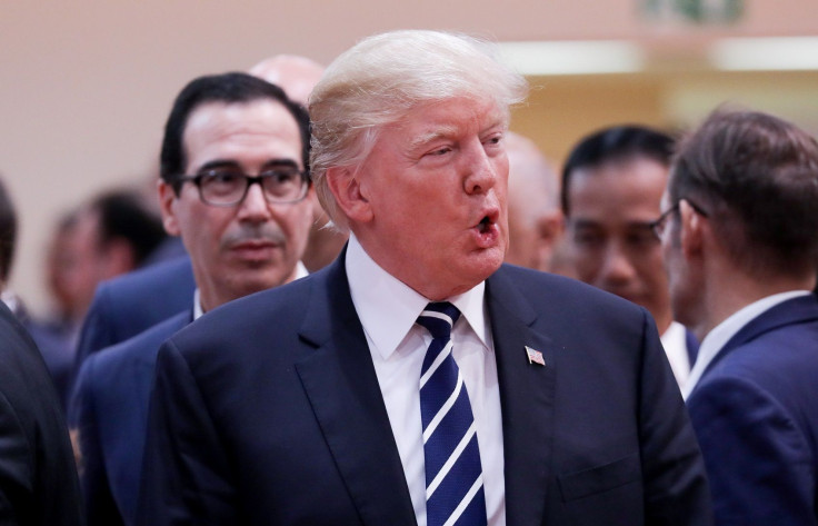 U.S. President Donald Trump arrives for the first working session of the G20 meeting in Hamburg, Germany, July 7, 2017.