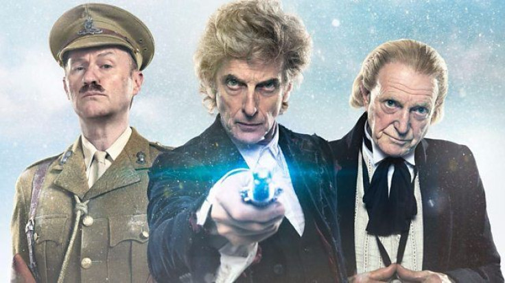 Mark Gatiss ("The Captain"), Peter Capaldi (Twelfth Doctor) and David Bradley (First Doctor) in the "Doctor Who" Christmas Special, "Twice Upon a Time"