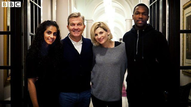 The new "Doctor Who" star and companions. Jodie Whittaker as the Thirteenth Doctor with Bradley Walsh, Tosin Cole and Mandip Gill as companions Graham, Ryan and Yasmin respectively.