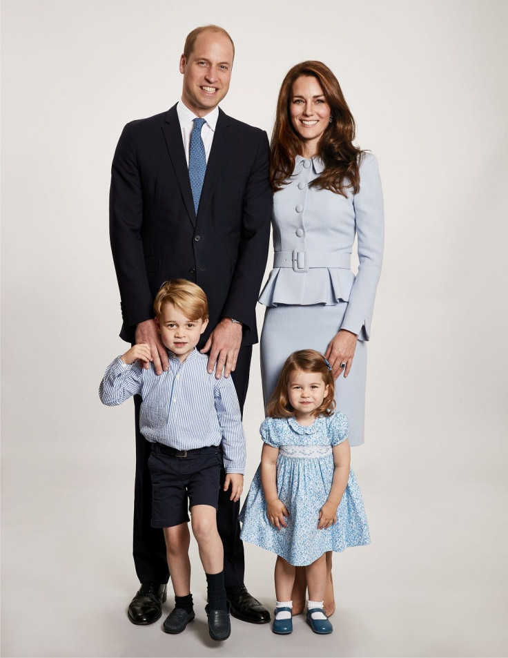 Britain's Prince William, Catherine, the Duchess of Cambridge and their two children Prince George and Princess Charlotte pose for a photograph at Kensington Palace for their 2017 Christmas card, London, Britain, December 18, 2017.