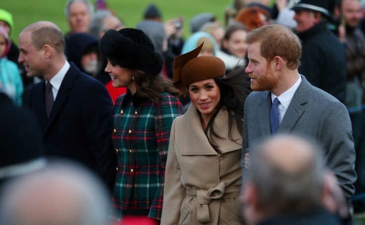 Britain's Prince William, Catherine, Duchess of Cambridge, Prince Harry and Meghan Markle
