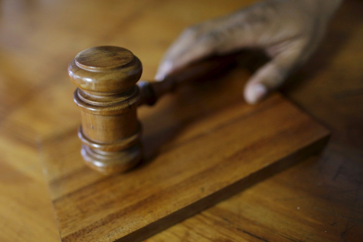 A gavel is seen in a hearing room in Panama City April 7, 2016. court judge hammer