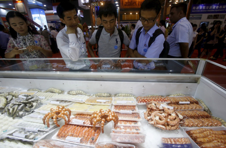 Shrimp products are displayed at a fishery trade fair in Ho Chi Minh city, Vietnam, August 24, 2015.