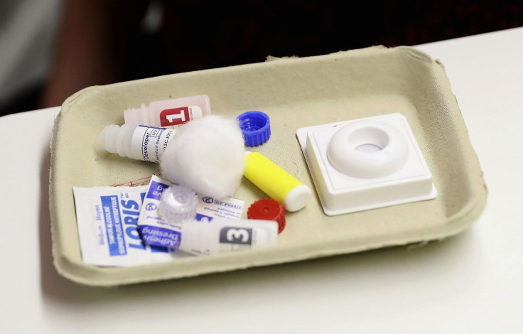 A HIV testing kit is displayed during the visit by Prince Harry to the Burrell Street Sexual Health Clinic in London, Britain on July 14, 2016.