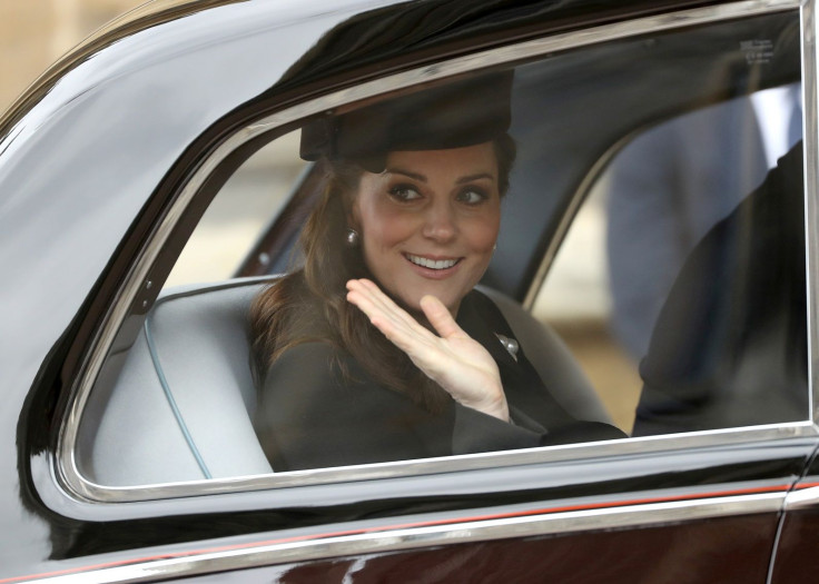 Britain's Catherine, Duchess of Cambridge, leaves the annual Easter Sunday service at St George's Chapel at Windsor Castle in Windsor, Britain, April 1, 2018.