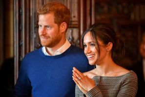 Britain's Prince Harry and his fiancee Meghan Markle