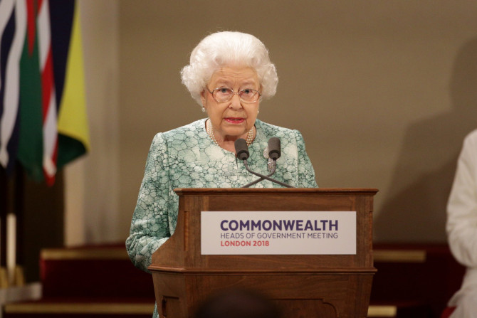 Britain's Queen Elizabeth speaks at the formal opening of the Commonwealth Heads of Government Meeting