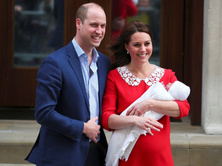 Britain's Catherine, the Duchess of Cambridge and Prince William leave the Lindo Wing of St Mary's Hospital with their new baby boy in London, April 23, 2018.