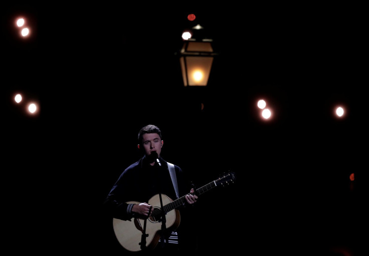 Ireland's Ryan O'Shaughnessy performs "Together" during the dress rehearsal for the Grand Final of the Eurovision Song Contest 2018 at the Alice Arena hall in Lisbon, Portugal, May 11, 2018.