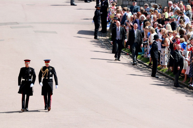 Britain's Prince Harry (L) and his brother and best man Prince William, Duke of Cambridge (R)