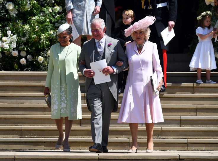 Meghan's mother Doria Ragland, Britain's Prince Charles, and Camilla, the Duchess of Cornwall