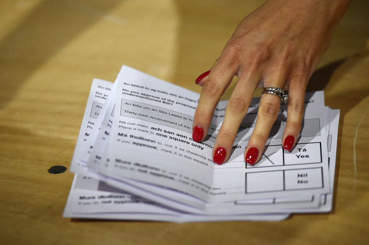 A polling card marked 'Yes' is seen, as vote counting begins, the day after the Abortion Referendum, on liberalising abortion laws in Dublin, Ireland May 26, 2018.