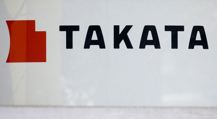 The logo of Takata Corp is seen on its display at a showroom for vehicles in Tokyo, Japan, February 9, 2017. Picture taken February 9, 2017.