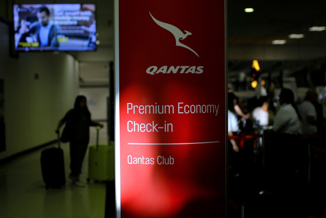 Qantas Airways check-in counter at Sydney International Airport in Australia