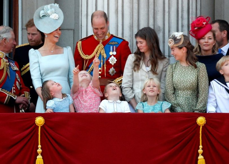 Younger members of Britain's royal family, along with Prince William and Catherine, Duchess of Cambridge