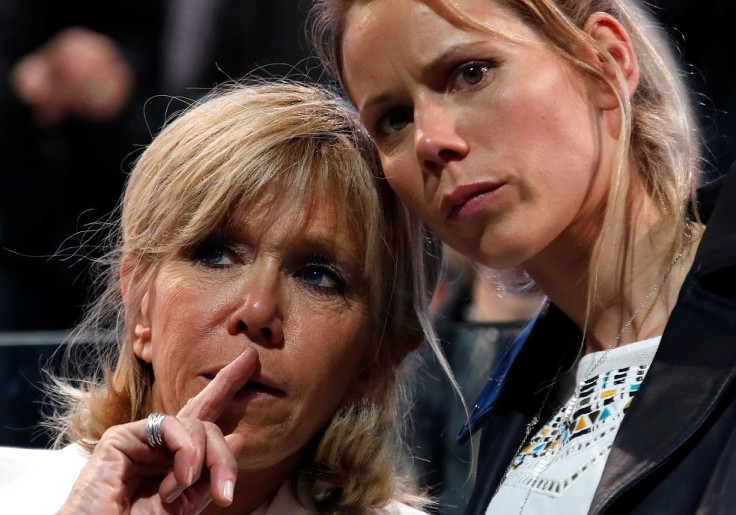 Brigitte Trogneux (L), wife of Emmanuel Macron, and her daughter Tiphaine