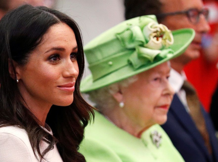 Britain's Queen Elizabeth and Meghan, the Duchess of Sussex, visit the Storyhouse in Chester, June 14, 2018.