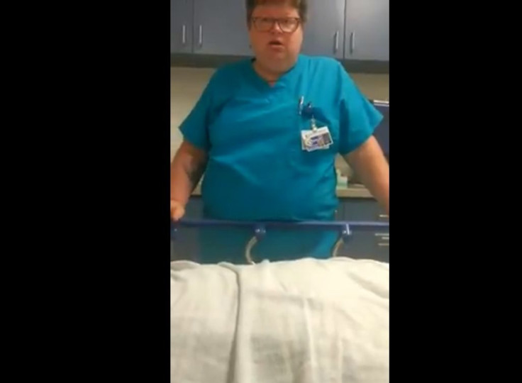 A screenshot of the video of Dr Beth Keegstra in a standoff with patient Samuel Bardwell. Video taken by Donald Bardwell.