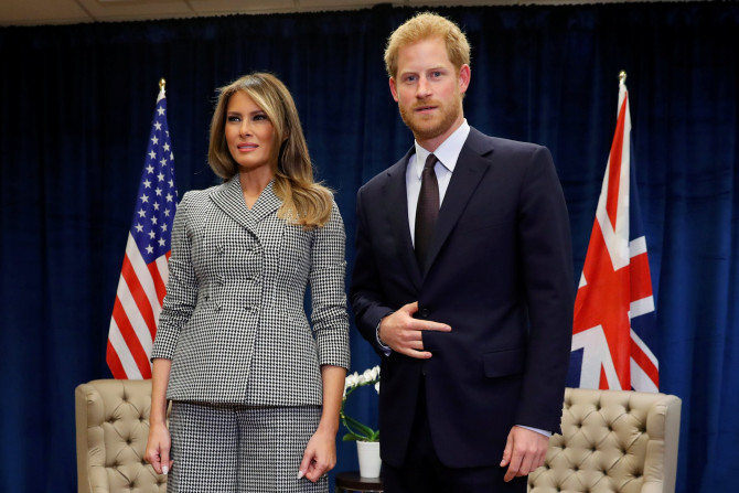 U.S. First Lady Melania Trump meets with Britain's Prince Harry