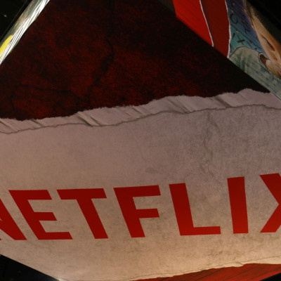 The Netflix logo is shown above their booth at Comic Con International in San Diego, California, U.S., July 21, 2017.
