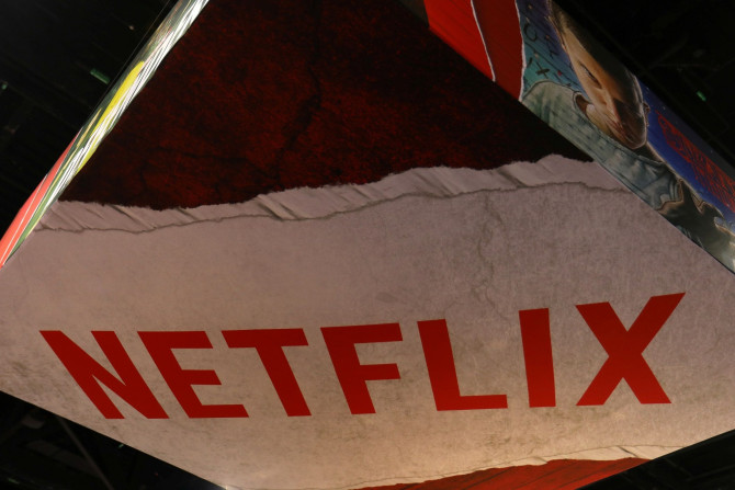 The Netflix logo is shown above their booth at Comic Con International in San Diego, California, U.S., July 21, 2017.