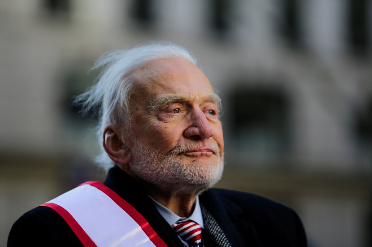 Former astronaut and Grand Marshal 2017 Buzz Aldrin takes part in the Veterans Day Parade in New York, U.S., November 11, 2017.