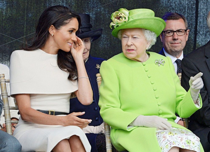 Britain's Queen Elizabeth and Meghan The Duchess Of Sussex attend the opening of the Mersey Gateway Bridge in Runcorn, June 14, 2018.