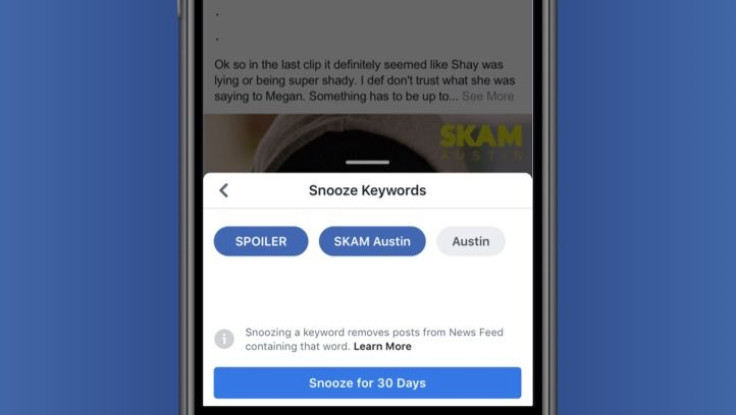 The new Keyword Snooze feature from Facebook
