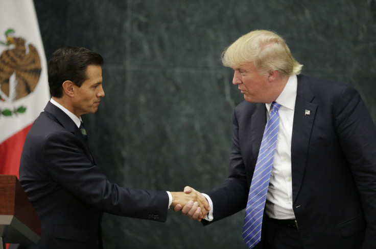 U.S. presidential nominee Trump and Mexico's President Pena Nieto shake hands in Mexico City