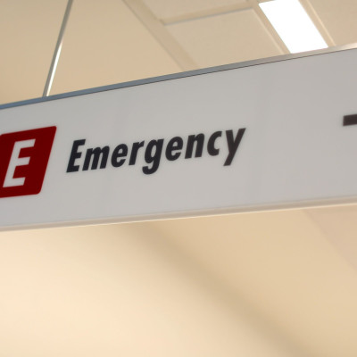 An emergency sign directs patients and staff to the emergency room at the newly constructed Kaiser Permanente San Diego Medical Center hospital in San Diego, California , U.S., April 17, 2017.