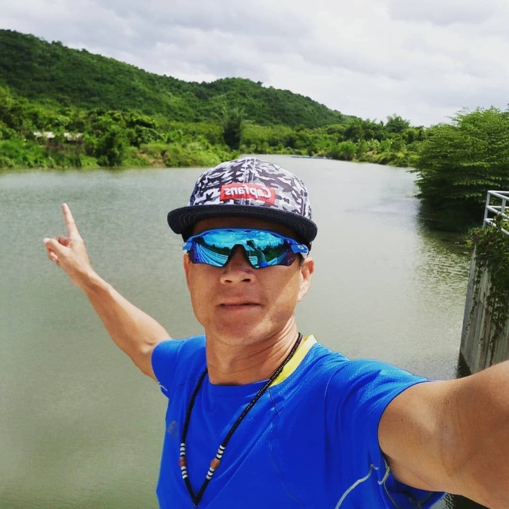 Samarn Kunan takes a selfie in unidentified location, Thailand, in this undated image obtained from social media.