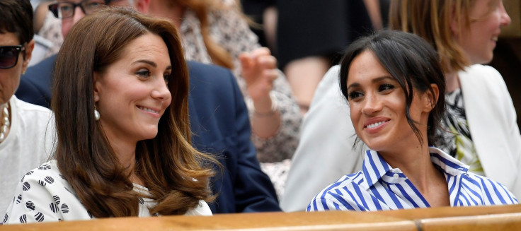 Britain's Catherine the Duchess of Cambridge and Meghan the Duchess of Sussex