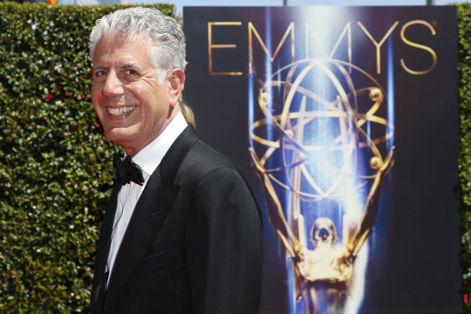 Chef Anthony Bourdain poses at the 2014 Creative Arts Emmy Awards in Los Angeles, California August 16, 2014.