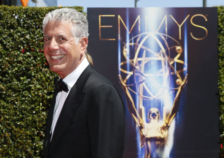 Chef Anthony Bourdain poses at the 2014 Creative Arts Emmy Awards in Los Angeles, California August 16, 2014.