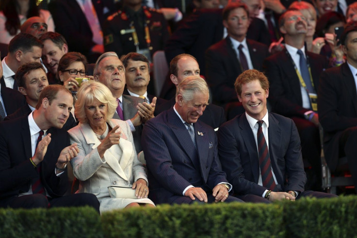 Britain's Prince William, the Duke of Cambridge, Camilla, the Duchess of Cornwall, Prince Charles and Prince Harry