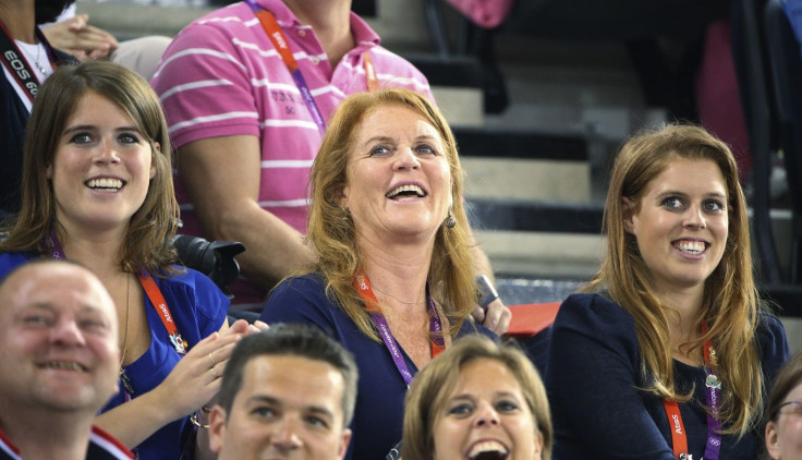 Princess Eugenie (L), Sarah Ferguson, Duchess of York, and Princess Beatrice (R)