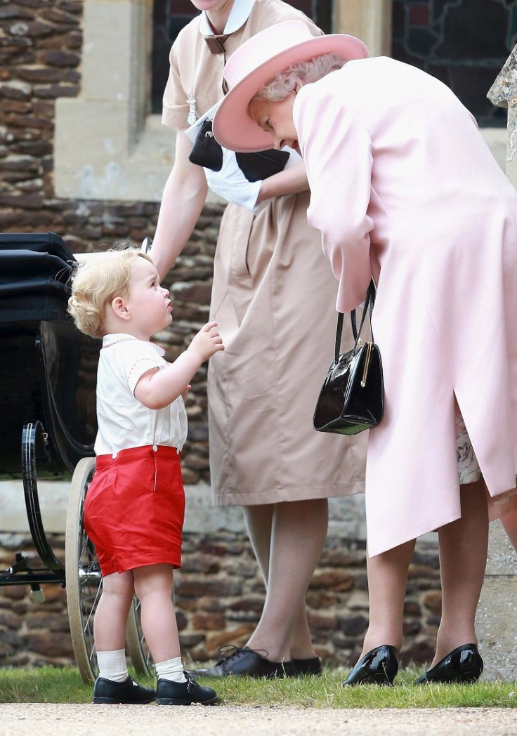 Prince George of Cambridge talks to Queen Elizabeth