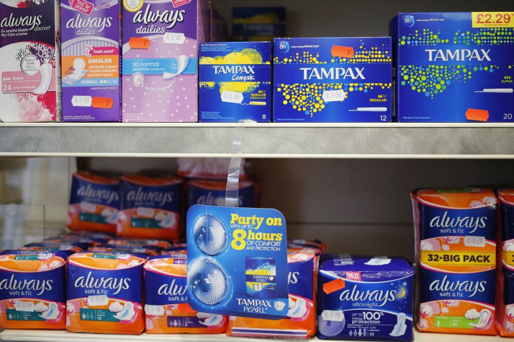 Feminine hygiene products are seen in a pharmacy in London, Britain March 18, 2016. tampon tax