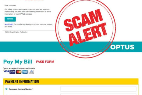A phishing scam that is designed to look like an official Optus email