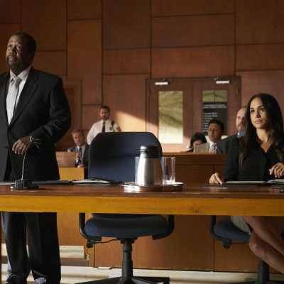 Wendell Pierce and Meghan Markle as Robert Zane and Rachel Zane in "Suits"