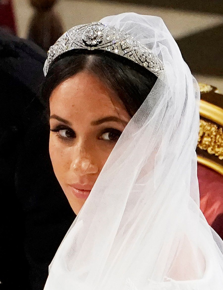 Meghan Markle in St George's Chapel at Windsor Castle during her wedding to Prince Harry Windsor, Britain, May 19, 2018.
