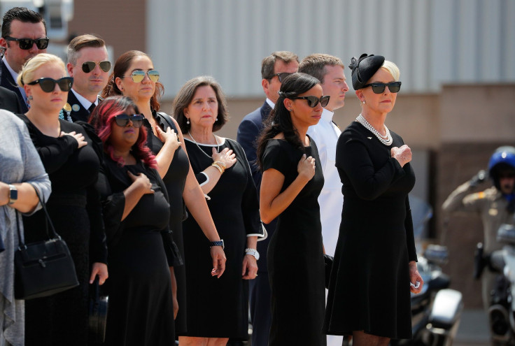 U.S. Senator John McCain's wife Cindy (R) and family