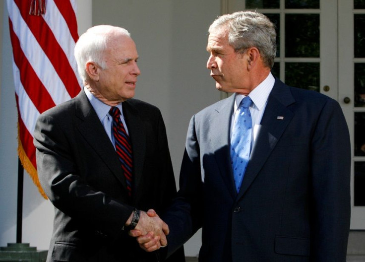 George W. Bush (R) and presumptive Republican presidential nominee Sen. John McCain