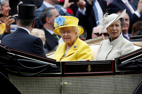 Britain's Queen Elizabeth and Princesses Anne arrive at Ascot racecourse.