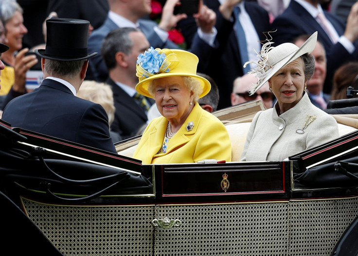 Britain's Queen Elizabeth and Princesses Anne arrive at Ascot racecourse.