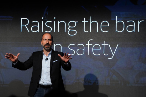 The Chief Executive Officer (CEO) of ride-sharing app Uber Dara Khosrowshahi pictured on stage during an event in New York City, New York, U.S., September 5, 2018.