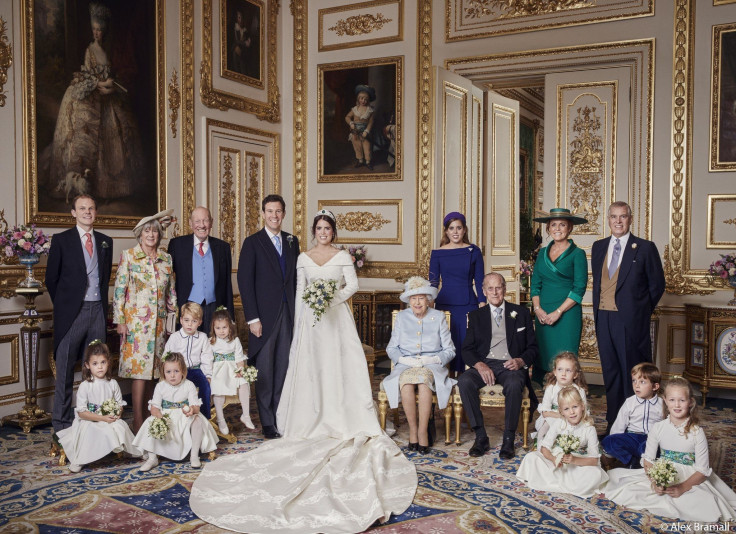 Princess Eugenie and Jack Brooksbank's families and wedding party at Windsor Castle on Oct. 12, 2018.