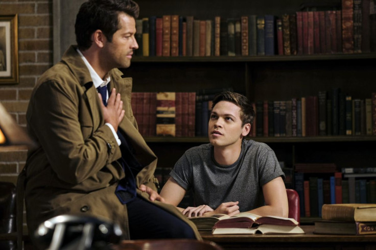 Castiel (Misha Collins) and Jack (Alexander Calvert) in "Supernatural" season 14 episode 2, "Gods and Monsters"